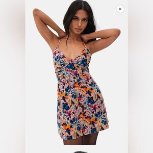 NWT For Love & Lemons Brooklyn Velvet Corset Mini Dress with Scarf XS